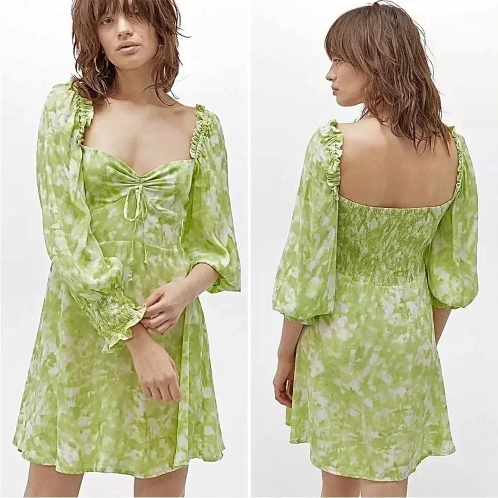 Faithfull the brand Arianne Roos green mini dress in lime